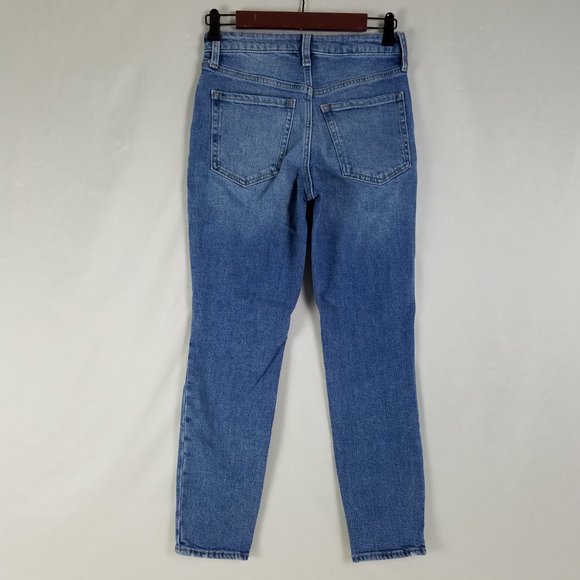 Old Navy Jeans Womens Size 0 High Rise O.G. Straight Leg Destroyed Blue Denim - Picture 2 of 14